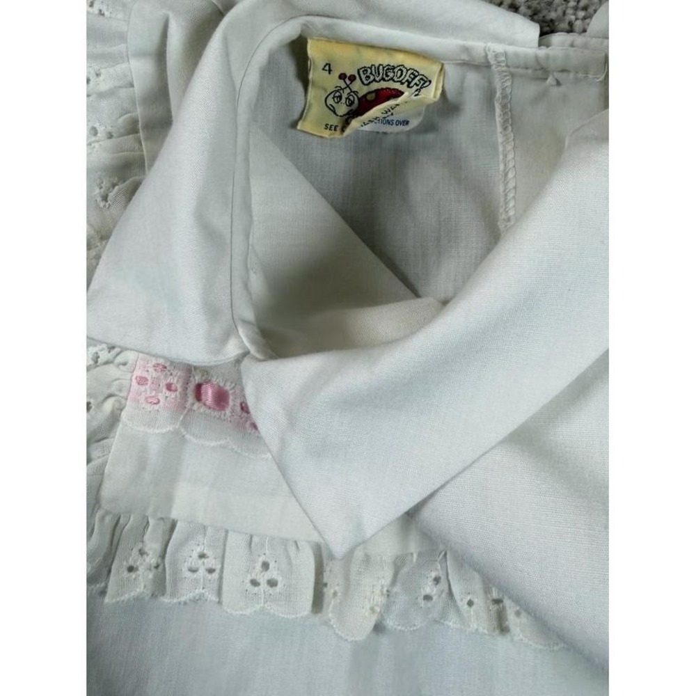 Vintage Girls White Lace Blouse Size 4 Belk Bugoff Brand Cottagecore - Picture 4 of 5